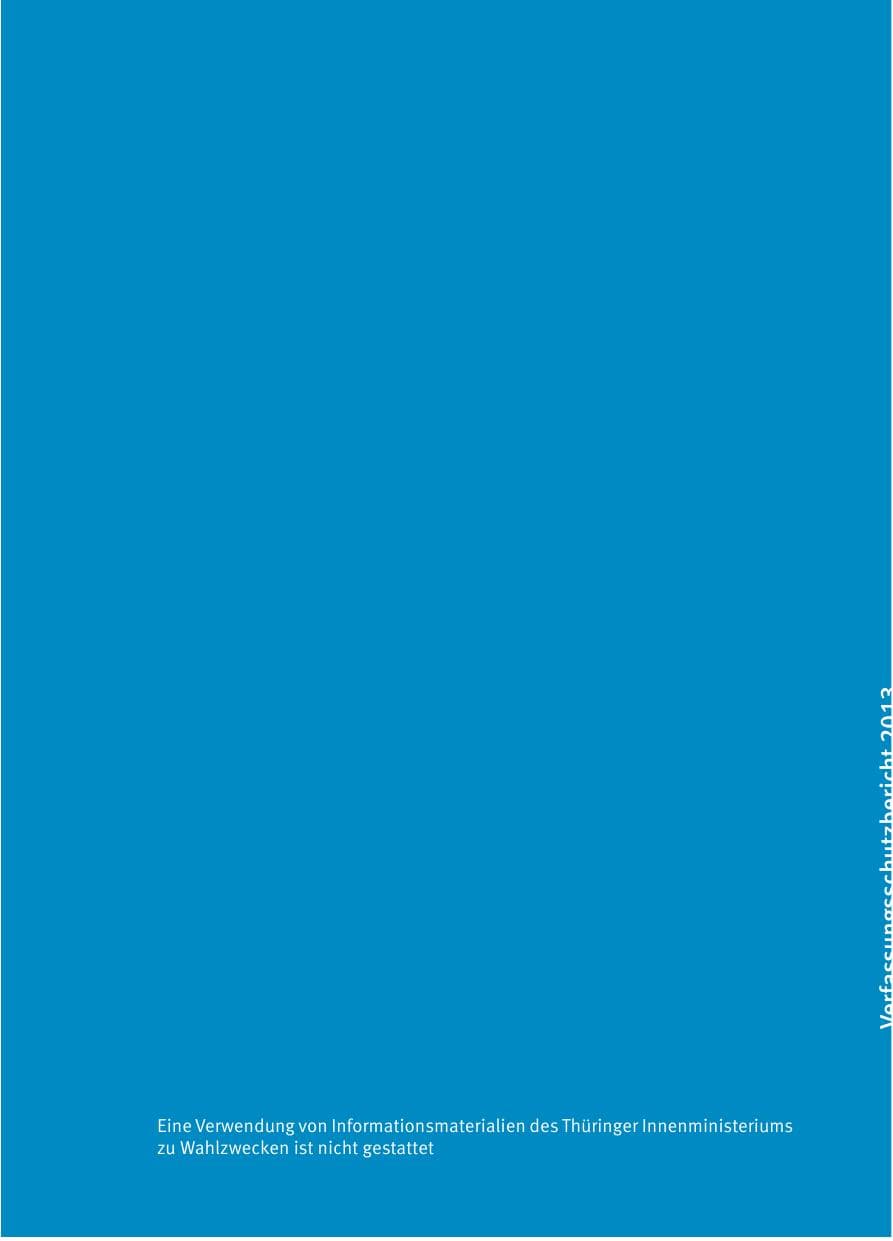 Seite 1 des Verfassungsschutzbericht 2013 Thüringen