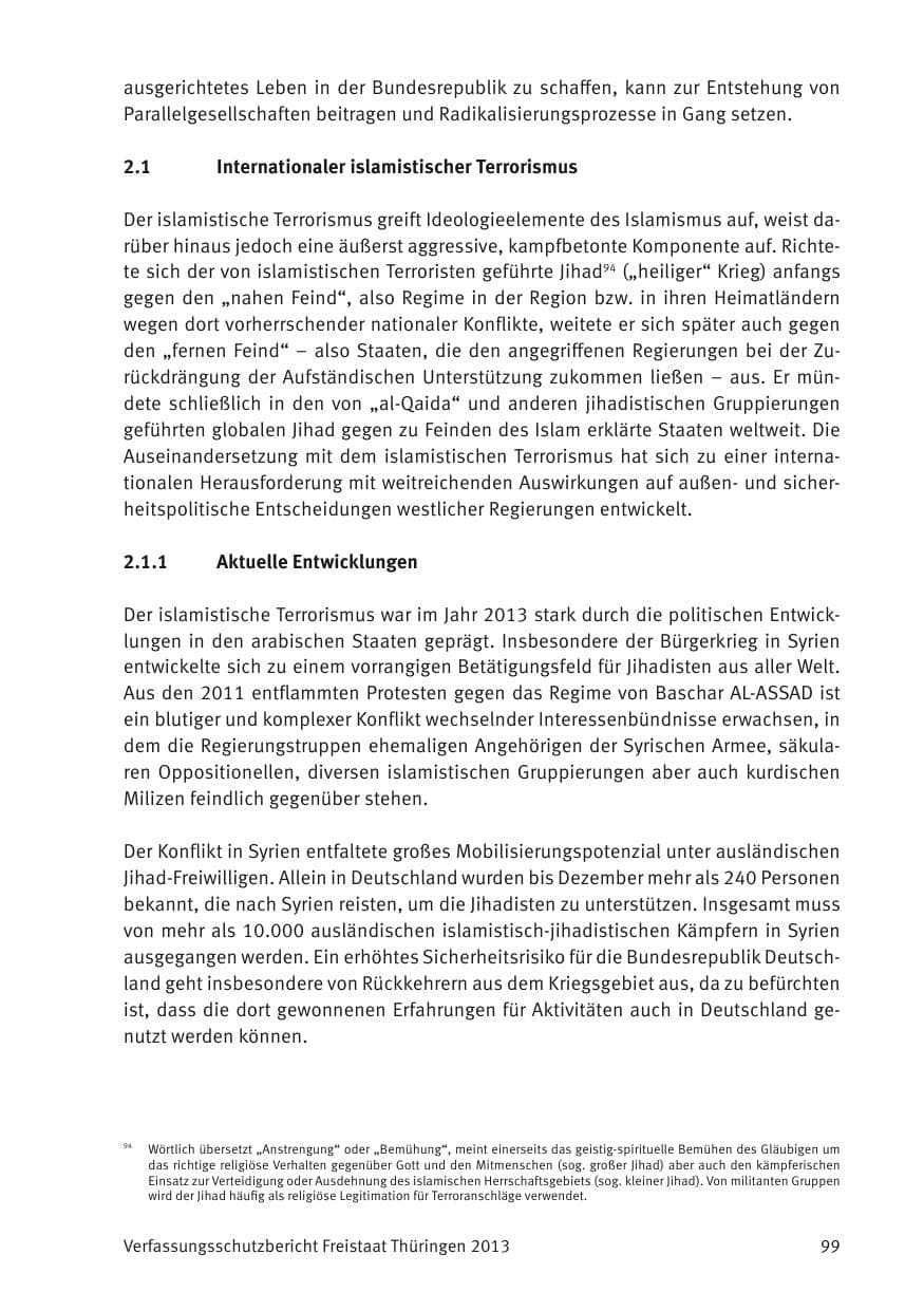 Seite 101 des Verfassungsschutzbericht 2013 Thüringen