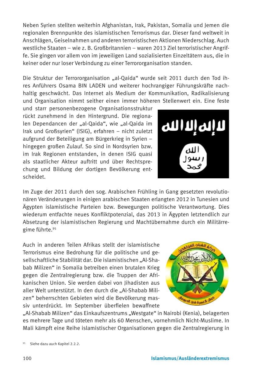 Seite 102 des Verfassungsschutzbericht 2013 Thüringen
