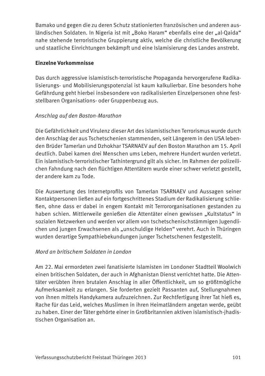 Seite 103 des Verfassungsschutzbericht 2013 Thüringen