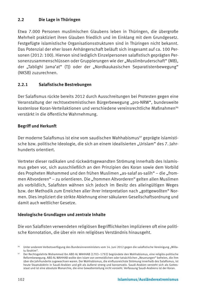 Seite 104 des Verfassungsschutzbericht 2013 Thüringen
