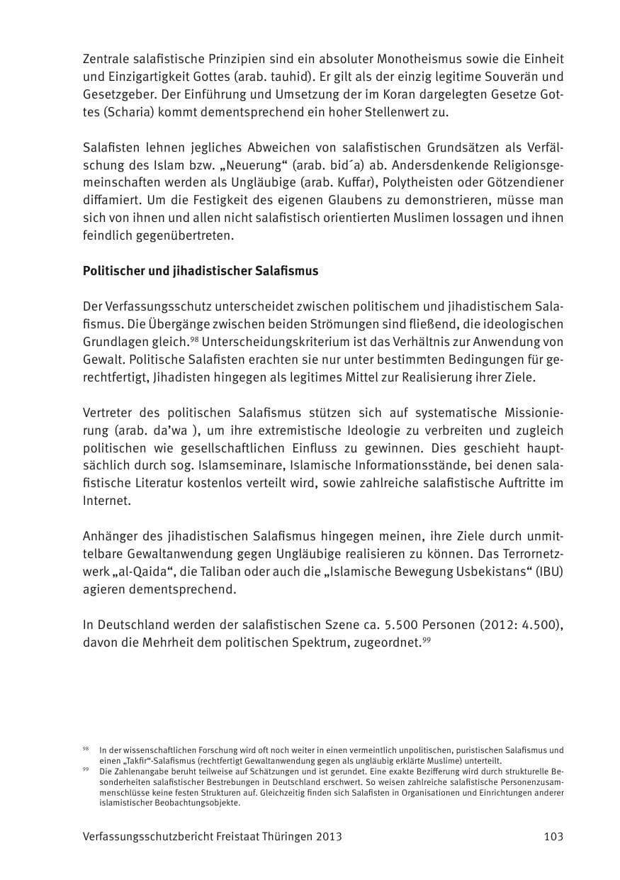 Seite 105 des Verfassungsschutzbericht 2013 Thüringen