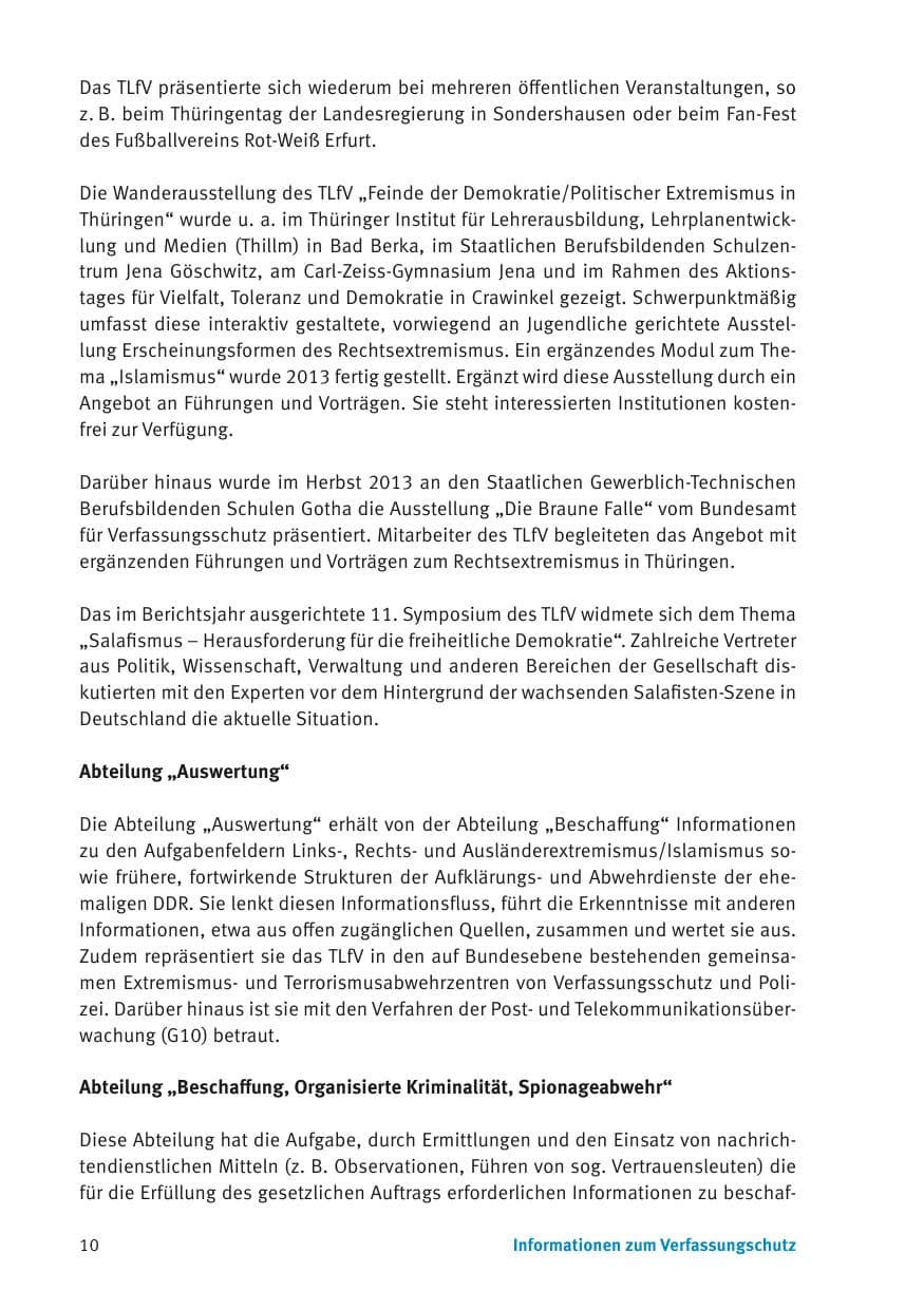 Seite 12 des Verfassungsschutzbericht 2013 Thüringen
