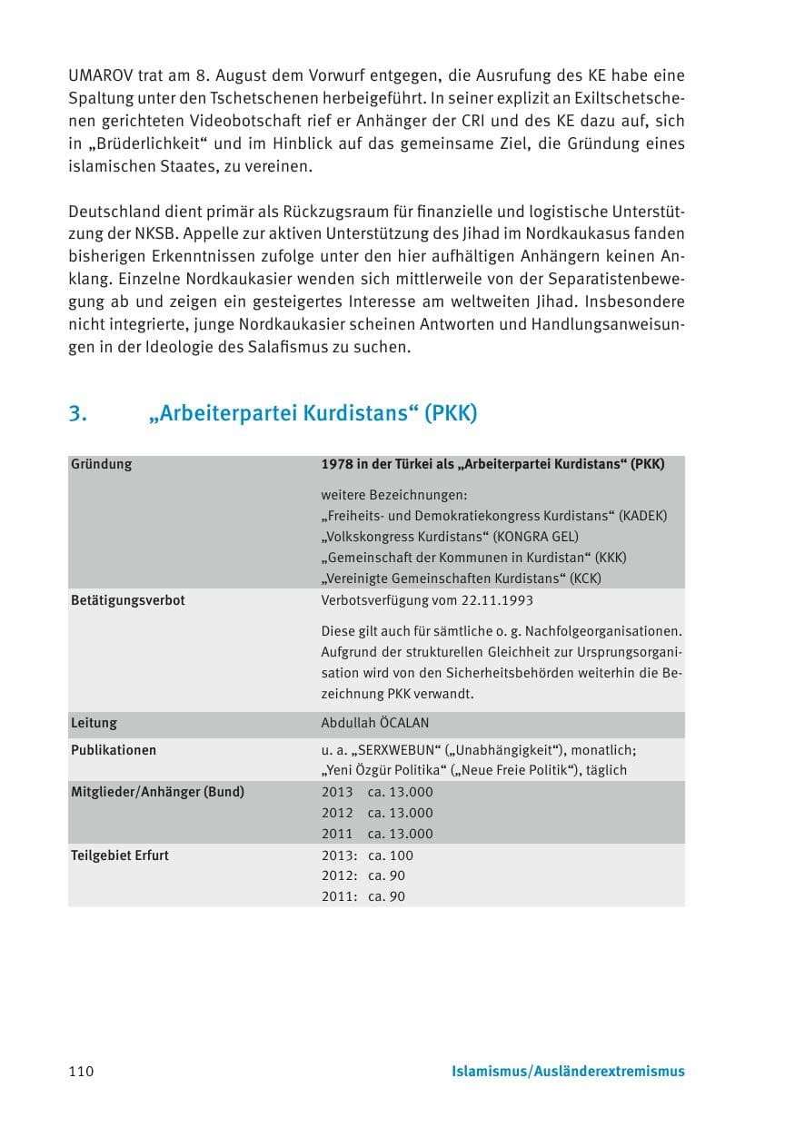 Seite 112 des Verfassungsschutzbericht 2013 Thüringen