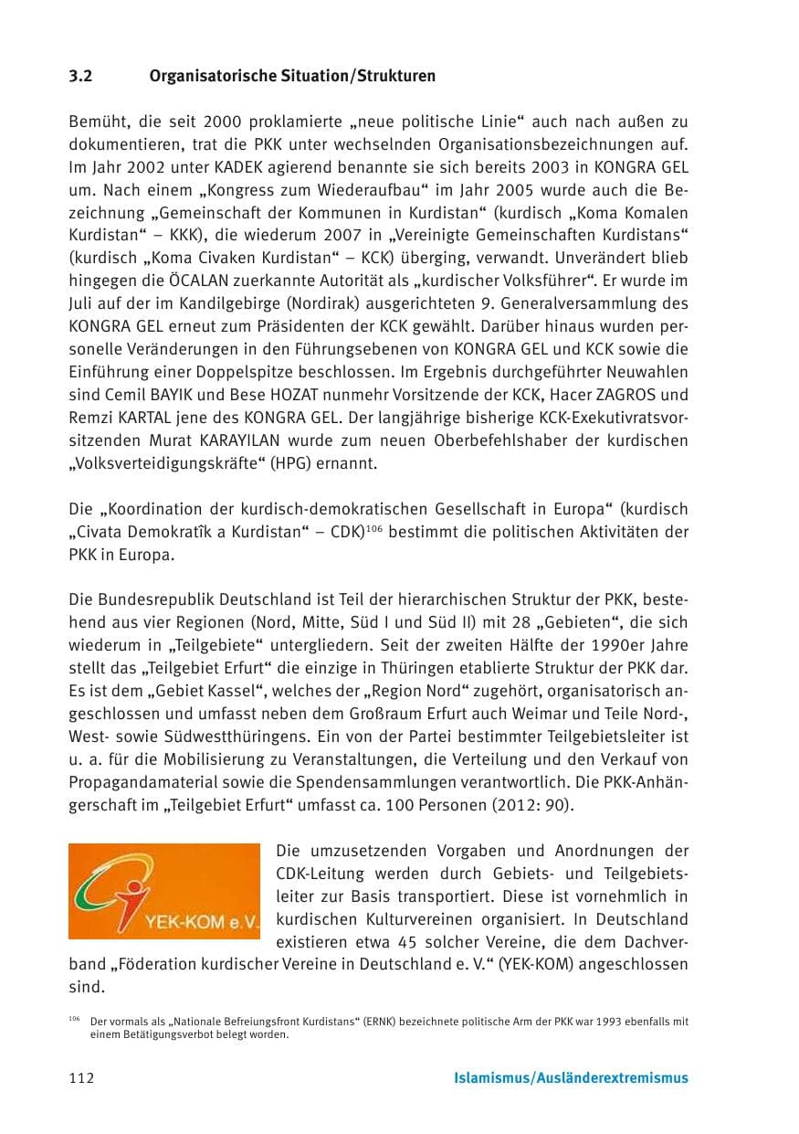 Seite 114 des Verfassungsschutzbericht 2013 Thüringen