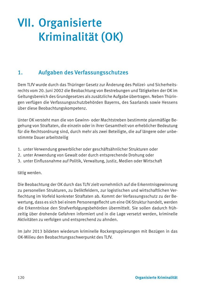 Seite 122 des Verfassungsschutzbericht 2013 Thüringen