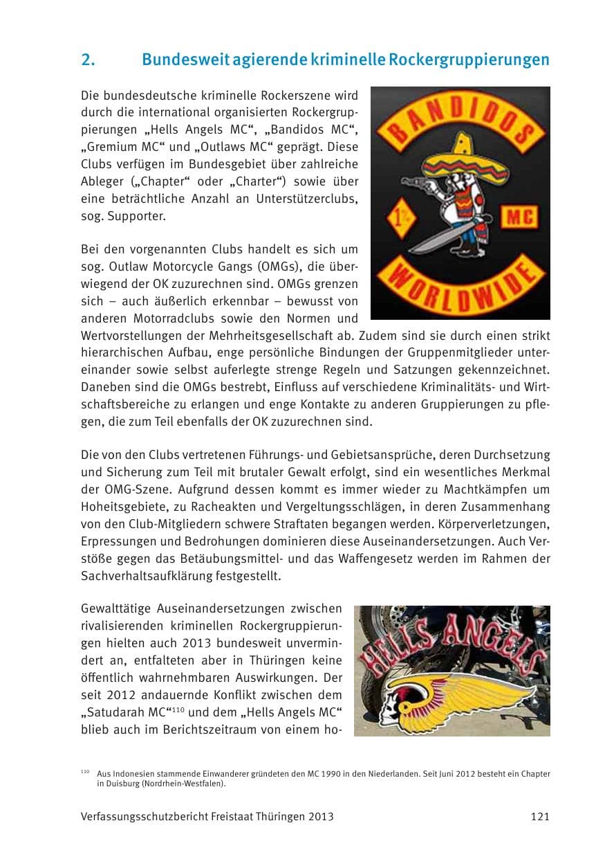 Seite 123 des Verfassungsschutzbericht 2013 Thüringen