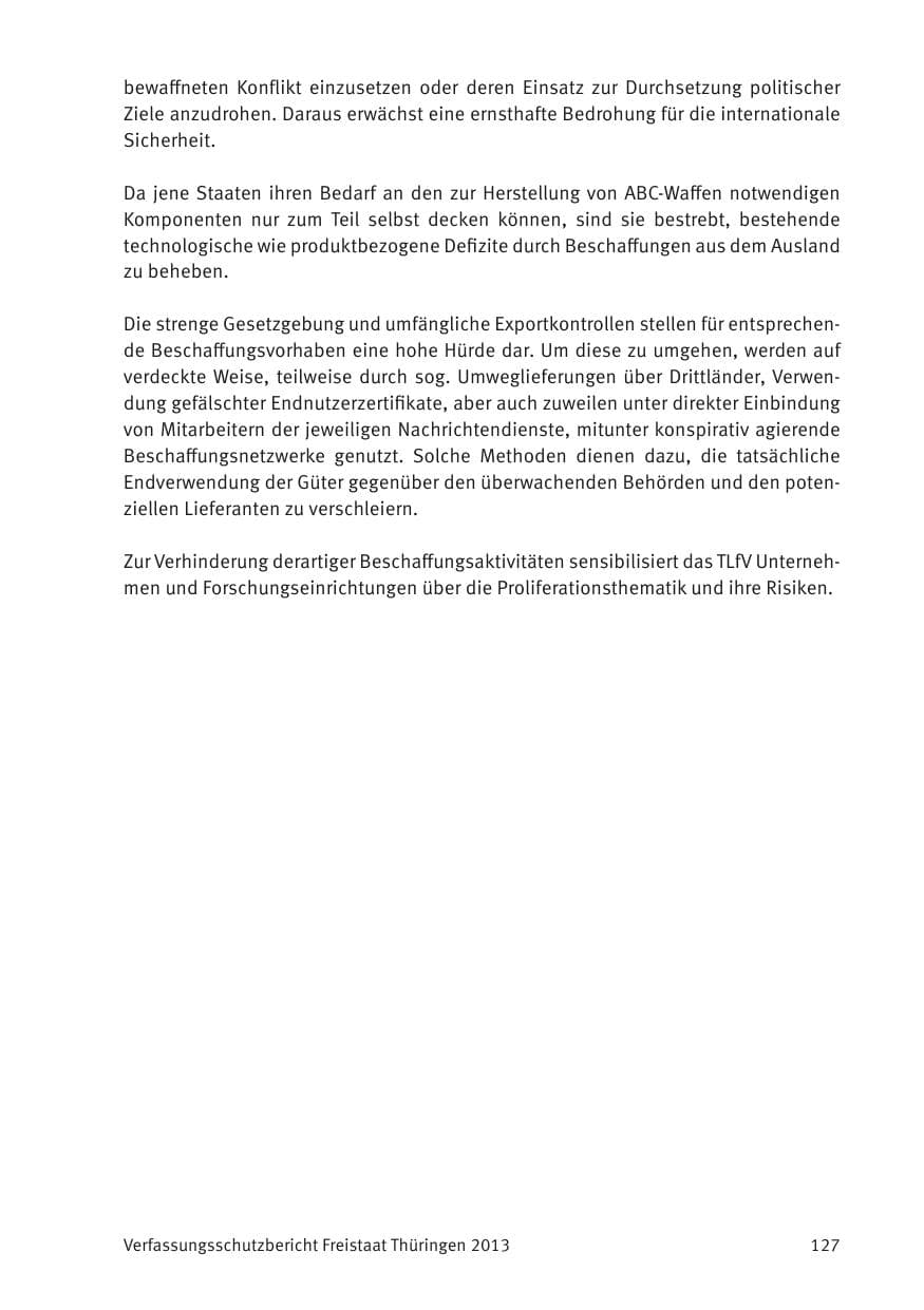 Seite 129 des Verfassungsschutzbericht 2013 Thüringen