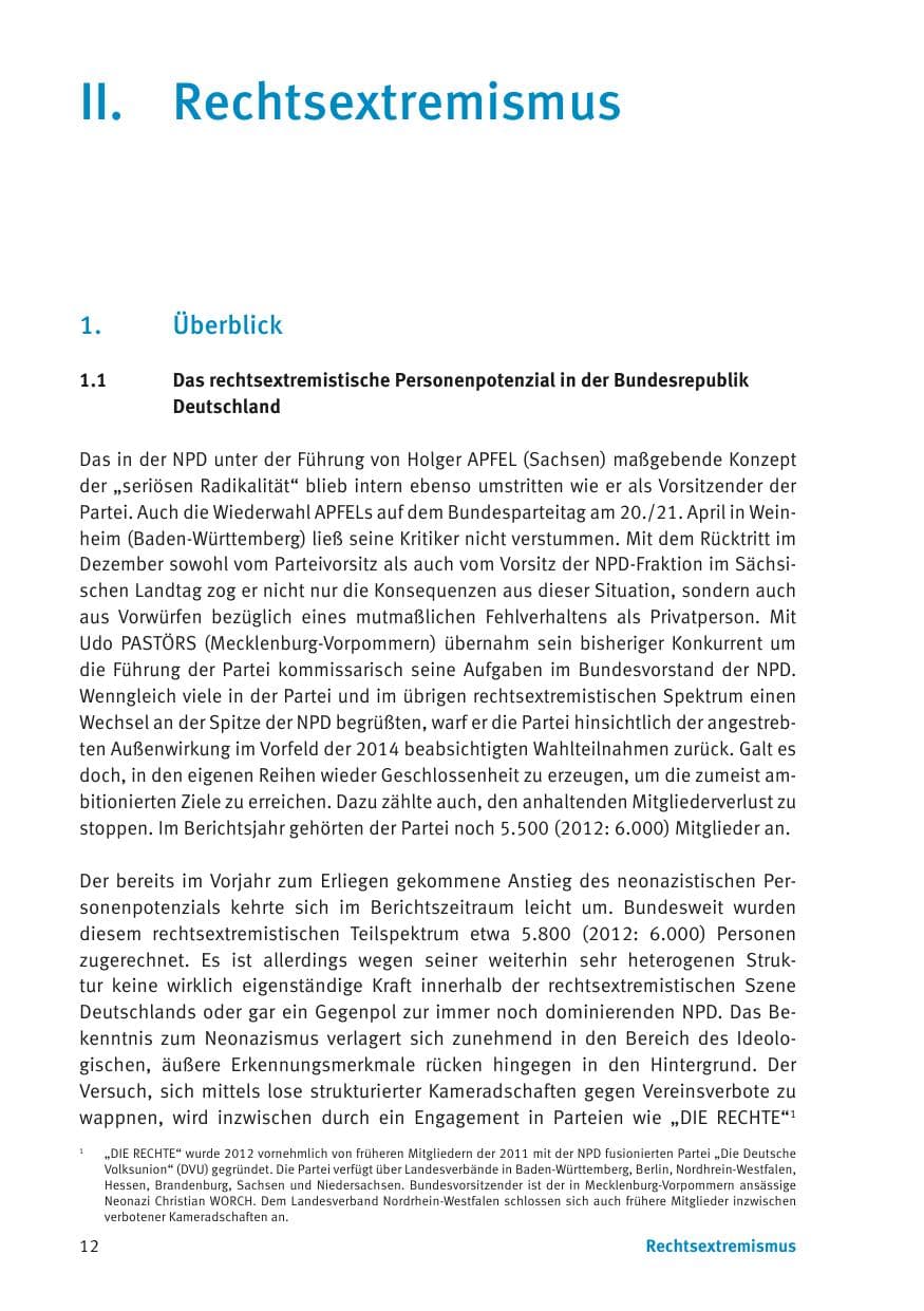 Seite 14 des Verfassungsschutzbericht 2013 Thüringen
