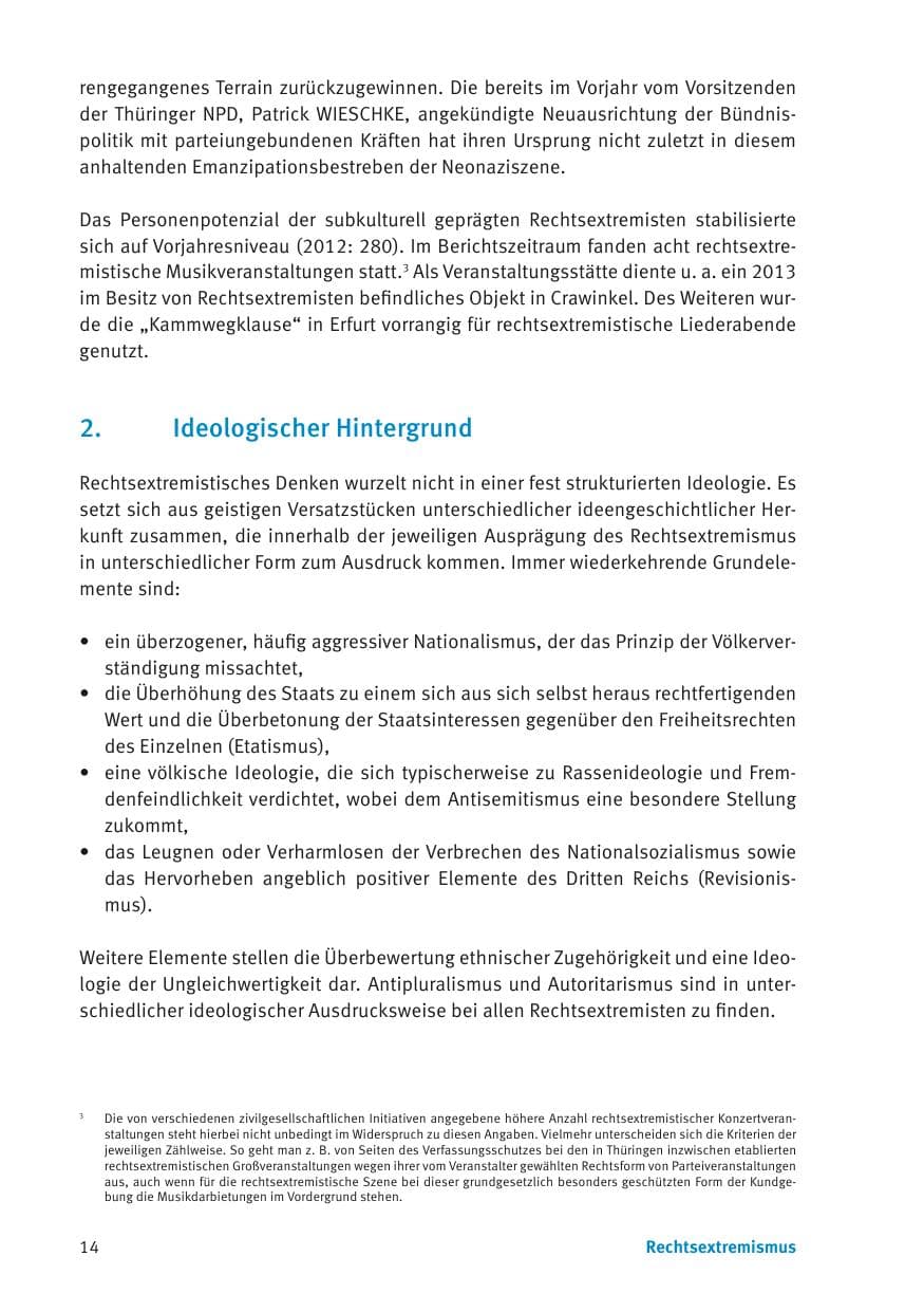 Seite 16 des Verfassungsschutzbericht 2013 Thüringen