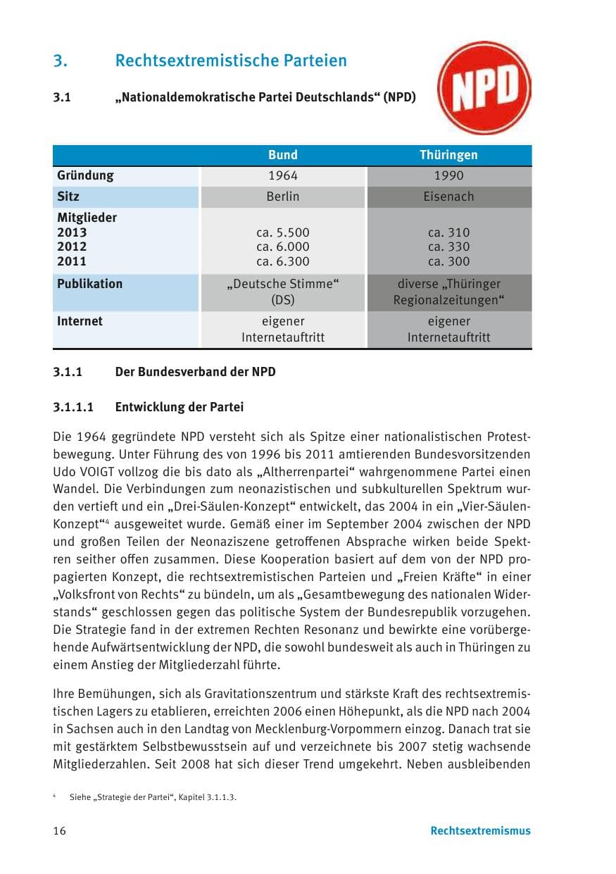 Seite 18 des Verfassungsschutzbericht 2013 Thüringen