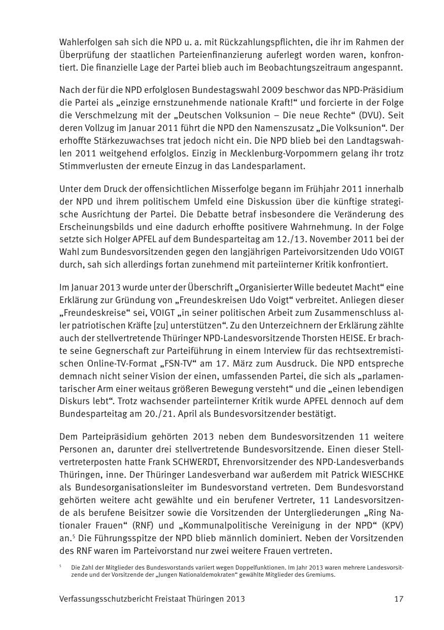 Seite 19 des Verfassungsschutzbericht 2013 Thüringen