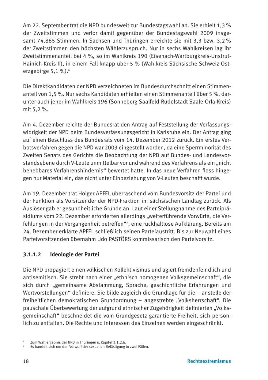 Seite 20 des Verfassungsschutzbericht 2013 Thüringen