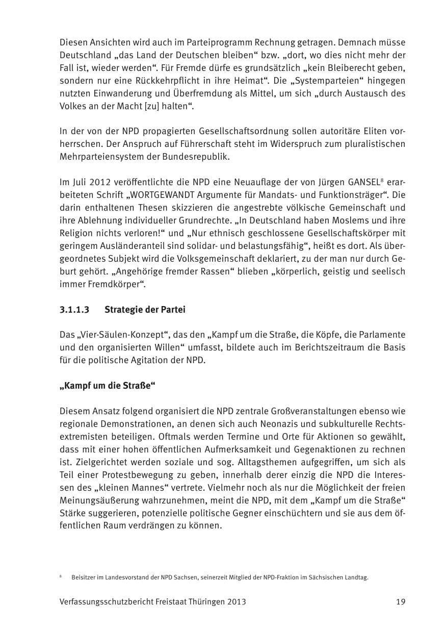 Seite 21 des Verfassungsschutzbericht 2013 Thüringen
