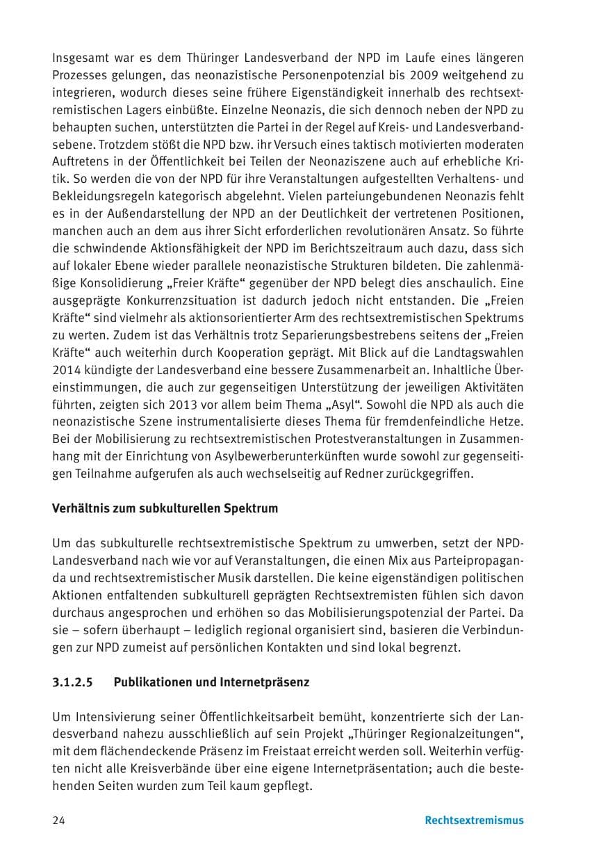 Seite 26 des Verfassungsschutzbericht 2013 Thüringen