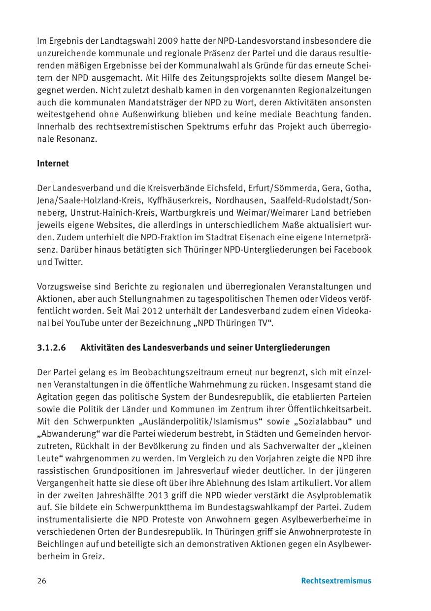 Seite 28 des Verfassungsschutzbericht 2013 Thüringen