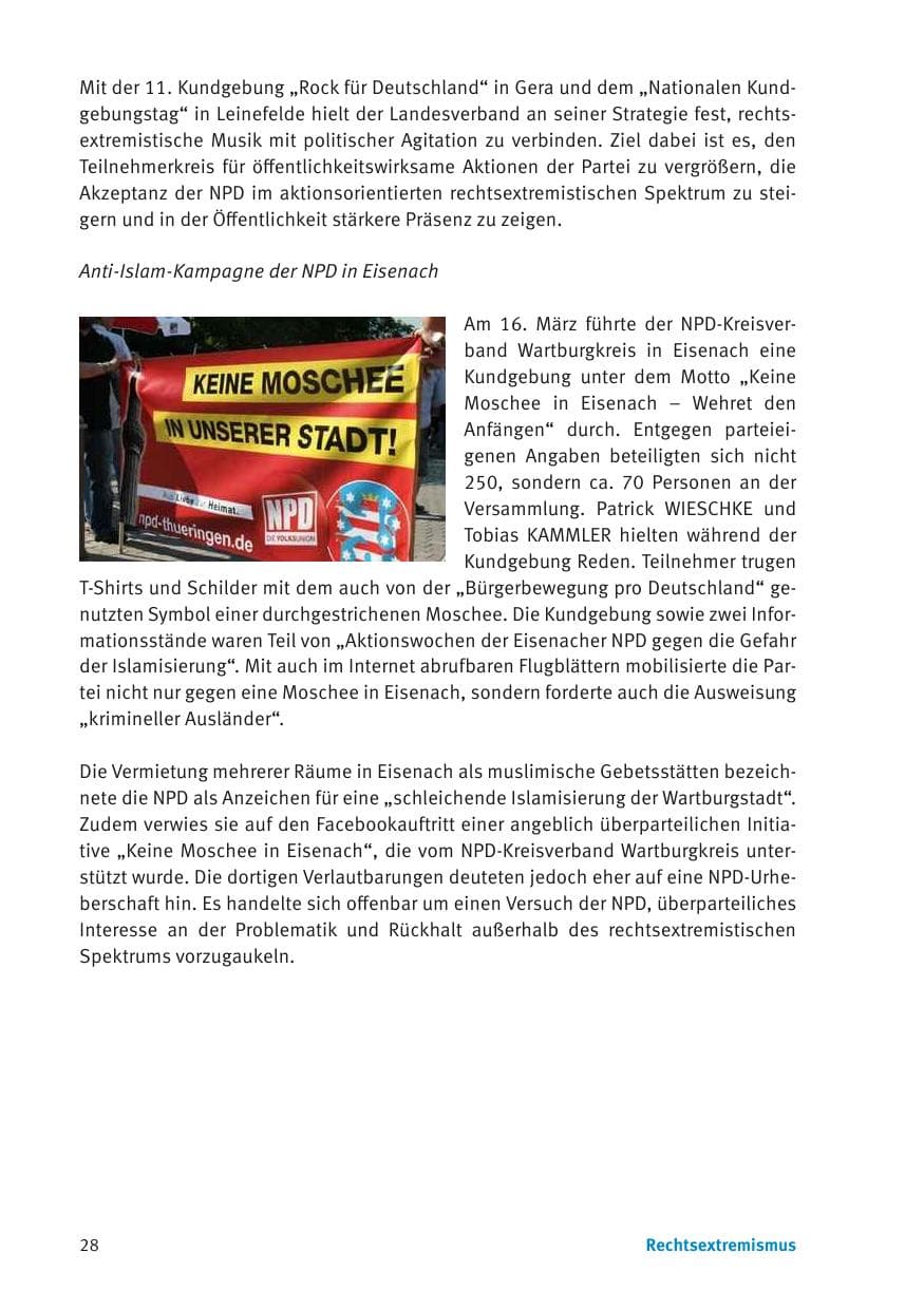 Seite 30 des Verfassungsschutzbericht 2013 Thüringen