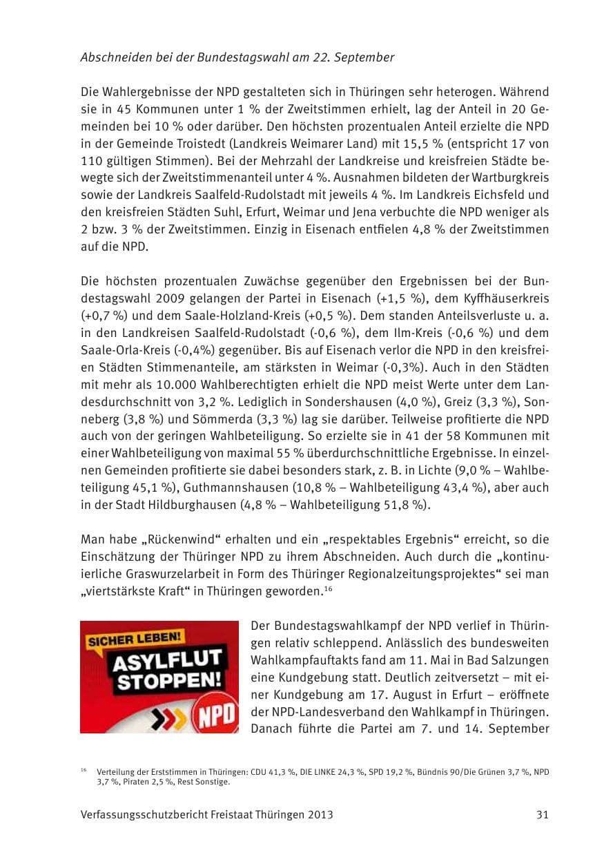Seite 33 des Verfassungsschutzbericht 2013 Thüringen
