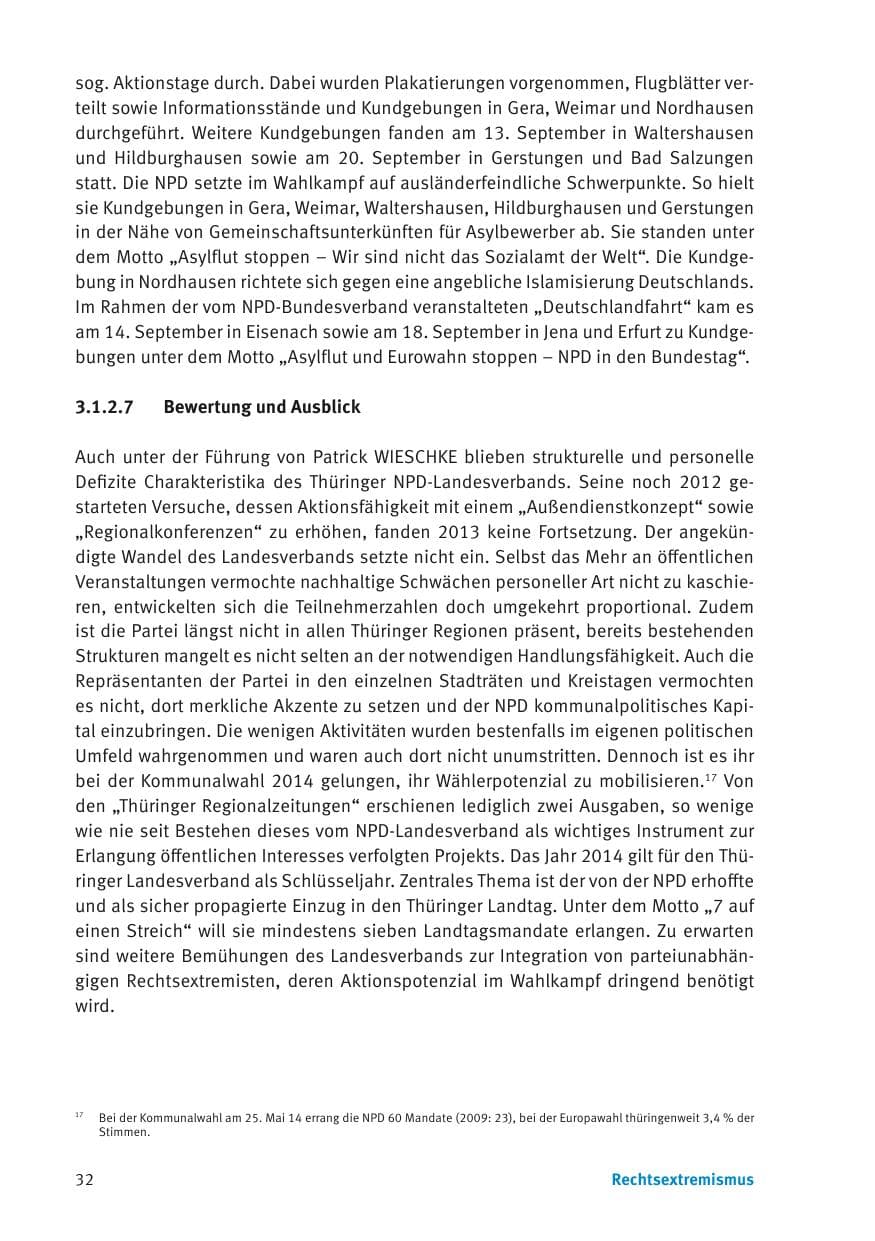Seite 34 des Verfassungsschutzbericht 2013 Thüringen