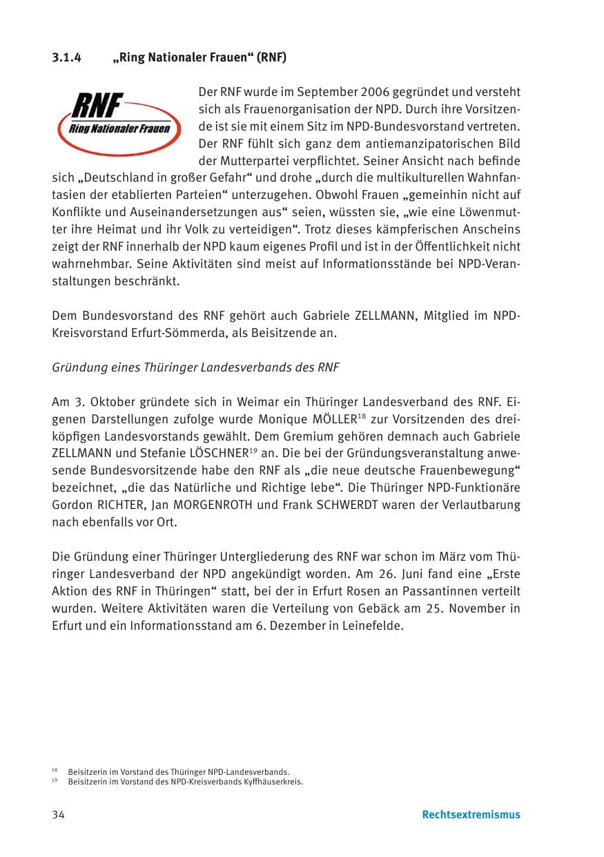 Seite 36 des Verfassungsschutzbericht 2013 Thüringen