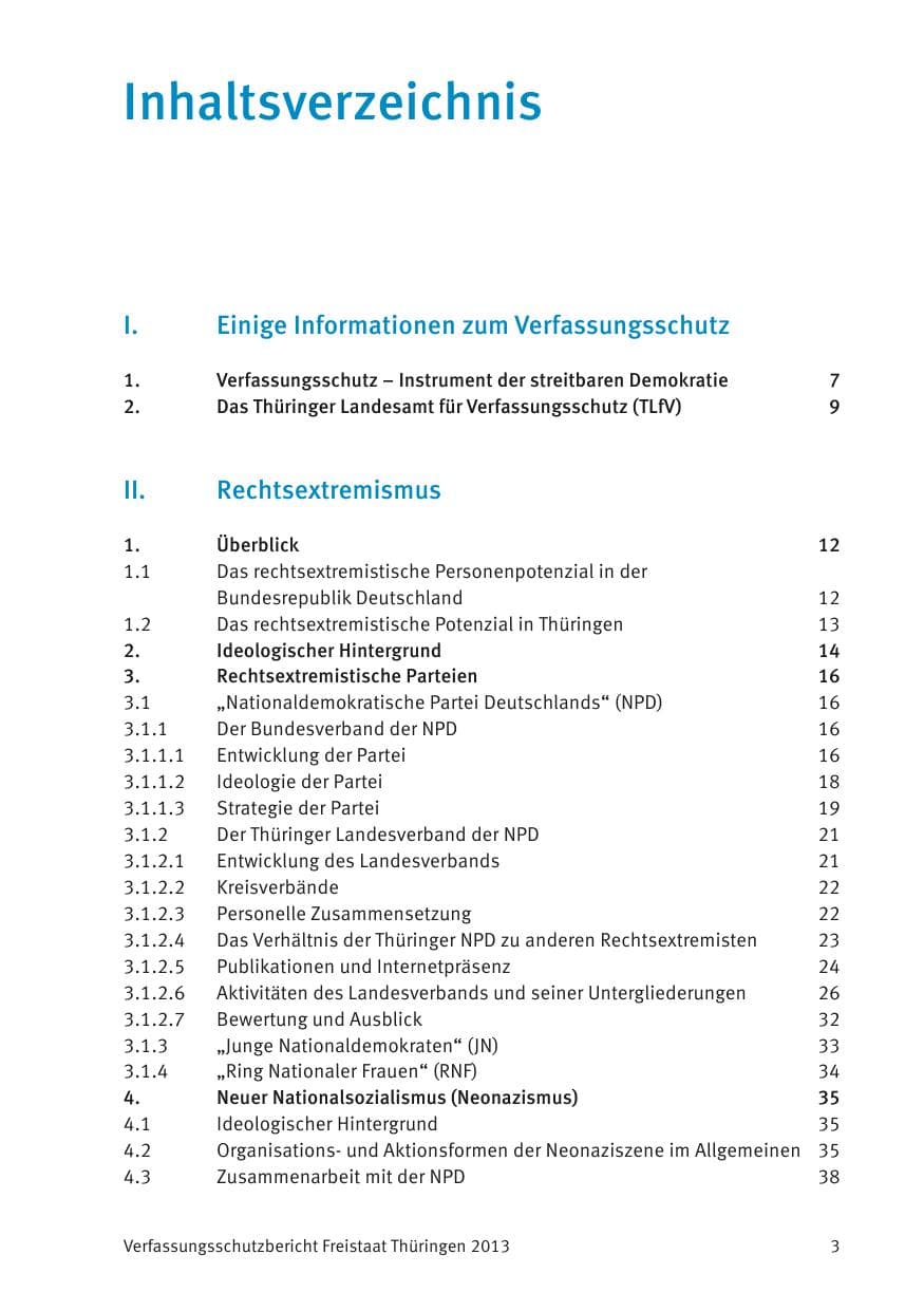 Seite 5 des Verfassungsschutzbericht 2013 Thüringen