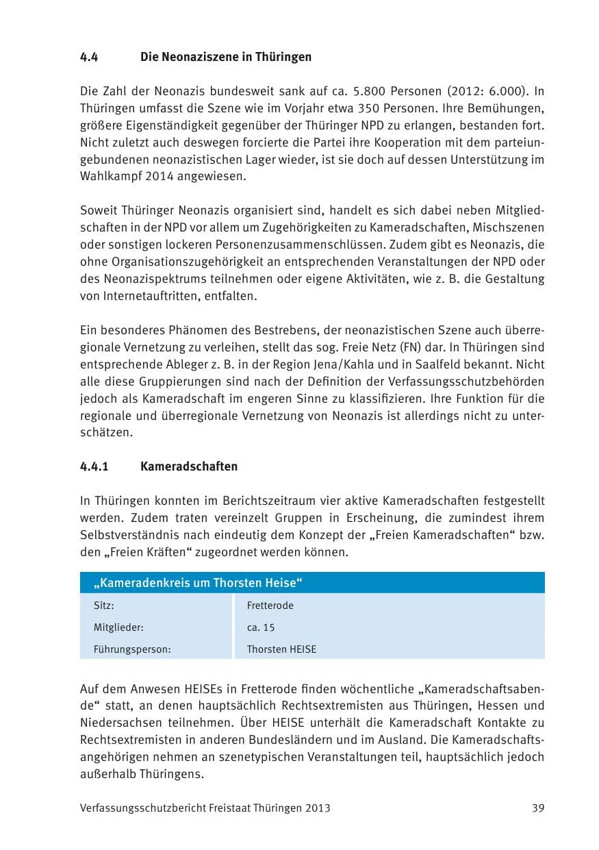 Seite 41 des Verfassungsschutzbericht 2013 Thüringen