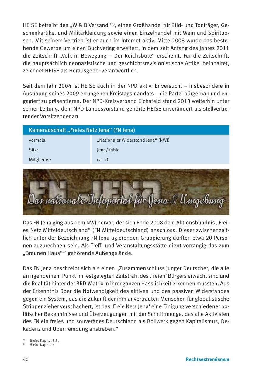 Seite 42 des Verfassungsschutzbericht 2013 Thüringen