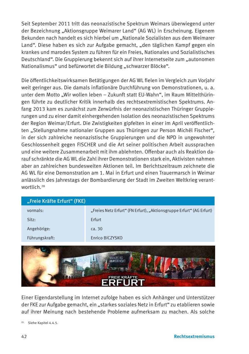 Seite 44 des Verfassungsschutzbericht 2013 Thüringen