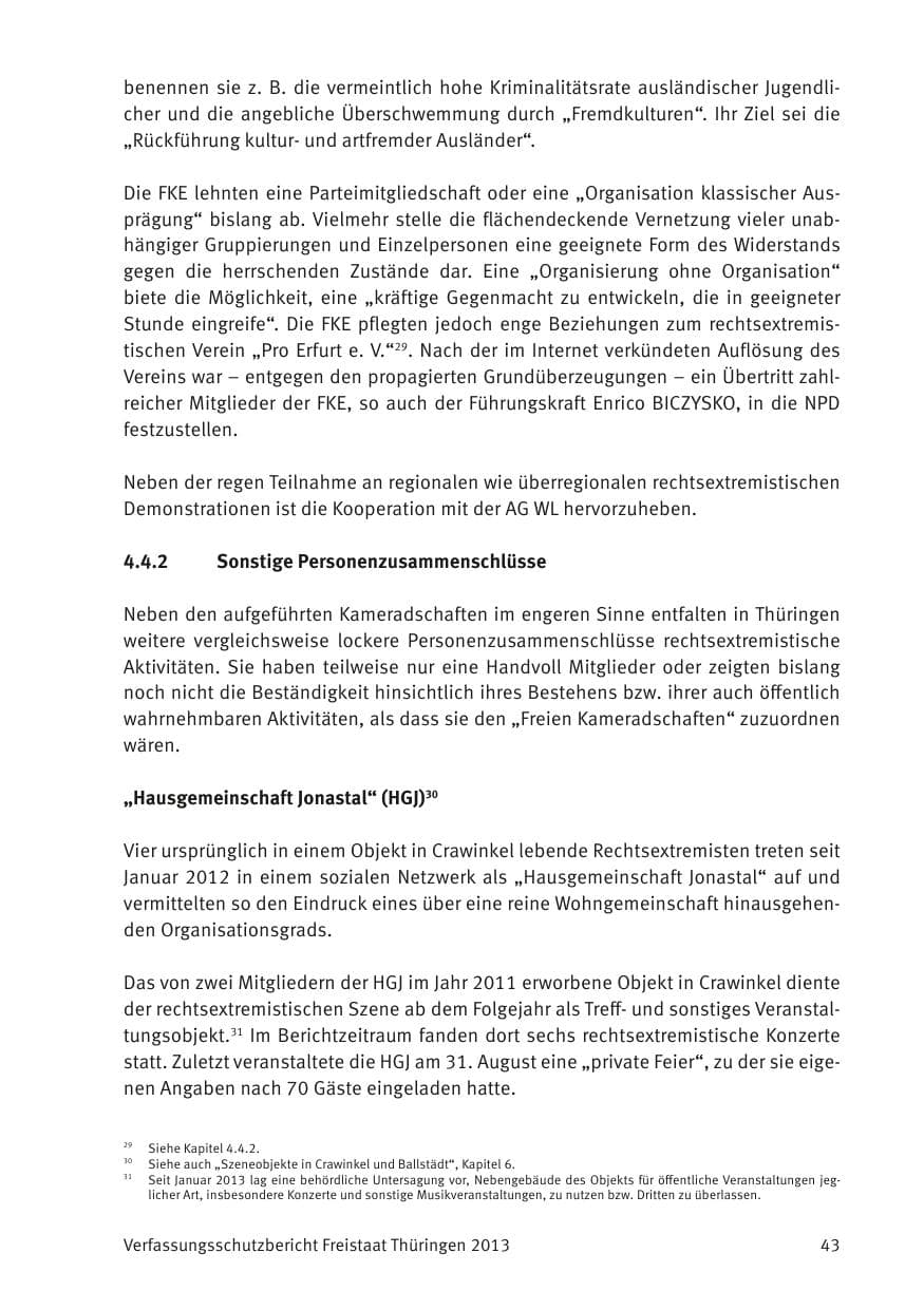 Seite 45 des Verfassungsschutzbericht 2013 Thüringen