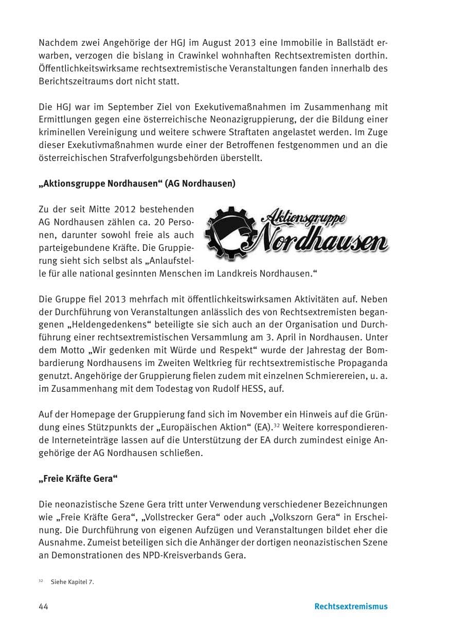 Seite 46 des Verfassungsschutzbericht 2013 Thüringen