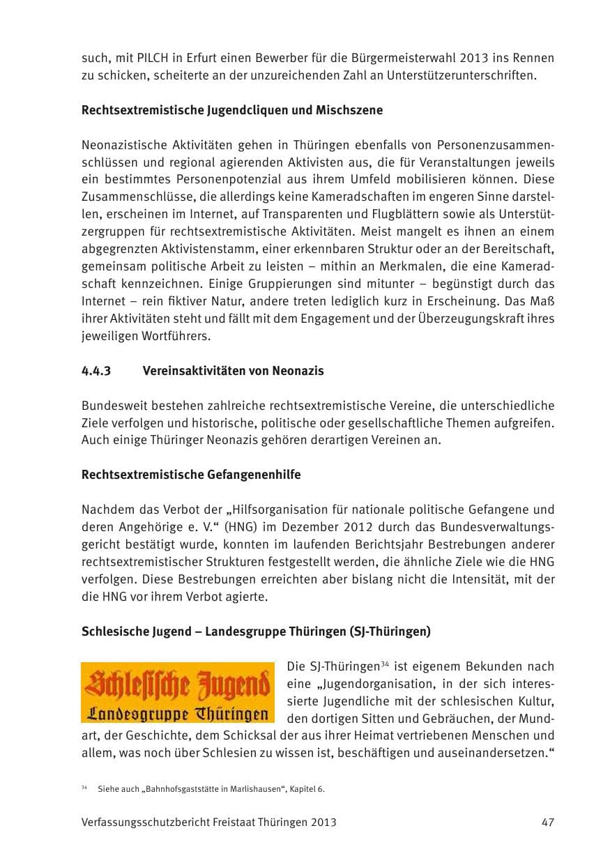 Seite 49 des Verfassungsschutzbericht 2013 Thüringen