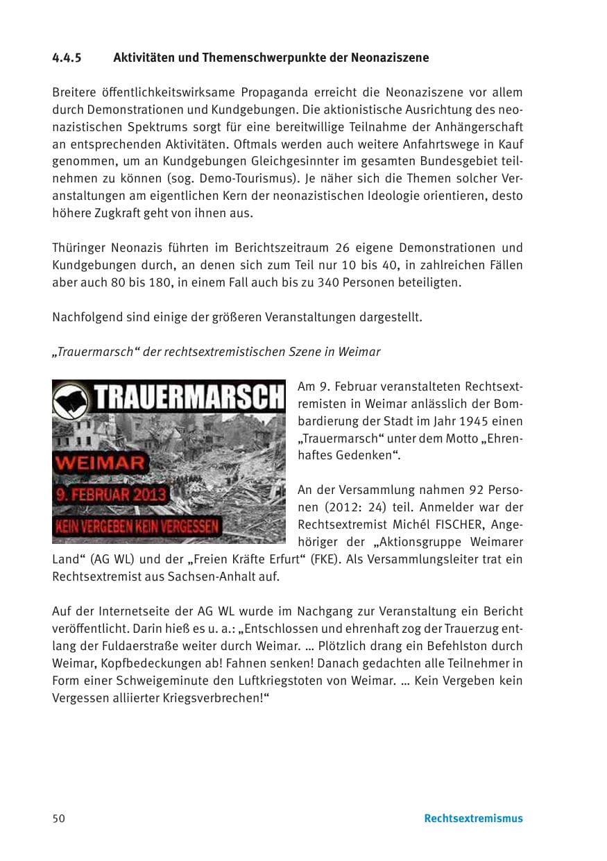Seite 52 des Verfassungsschutzbericht 2013 Thüringen