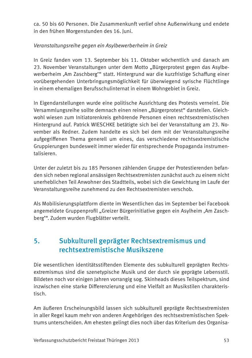 Seite 55 des Verfassungsschutzbericht 2013 Thüringen