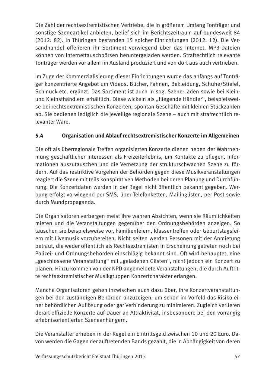 Seite 59 des Verfassungsschutzbericht 2013 Thüringen