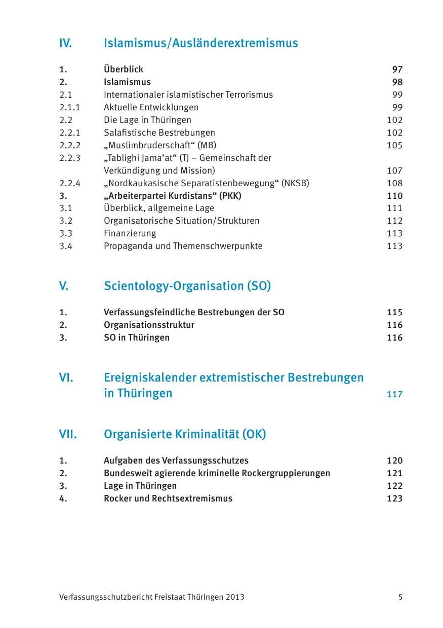 Seite 7 des Verfassungsschutzbericht 2013 Thüringen