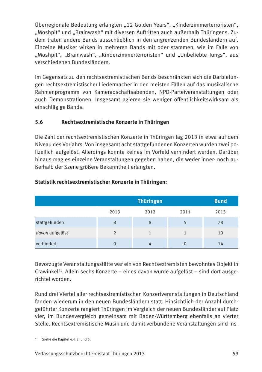 Seite 61 des Verfassungsschutzbericht 2013 Thüringen