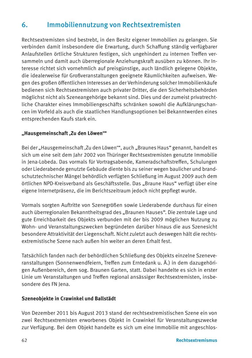 Seite 64 des Verfassungsschutzbericht 2013 Thüringen
