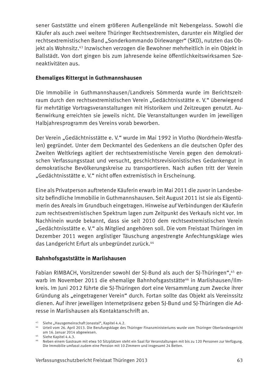 Seite 65 des Verfassungsschutzbericht 2013 Thüringen