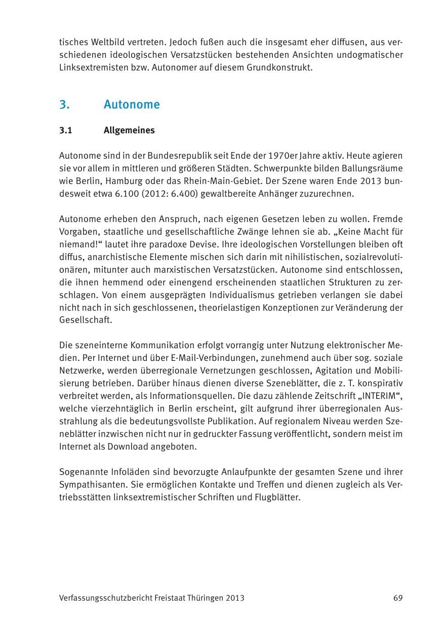 Seite 71 des Verfassungsschutzbericht 2013 Thüringen