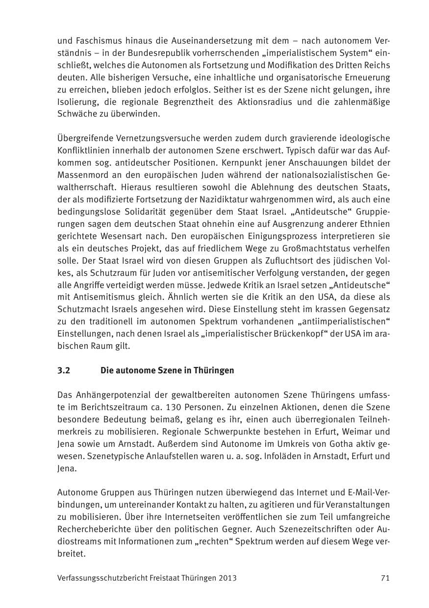 Seite 73 des Verfassungsschutzbericht 2013 Thüringen