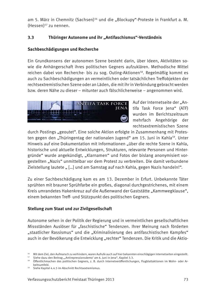 Seite 75 des Verfassungsschutzbericht 2013 Thüringen