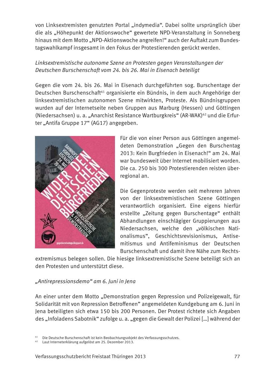 Seite 79 des Verfassungsschutzbericht 2013 Thüringen