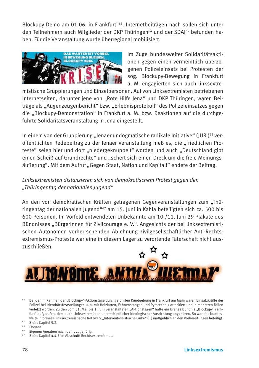 Seite 80 des Verfassungsschutzbericht 2013 Thüringen
