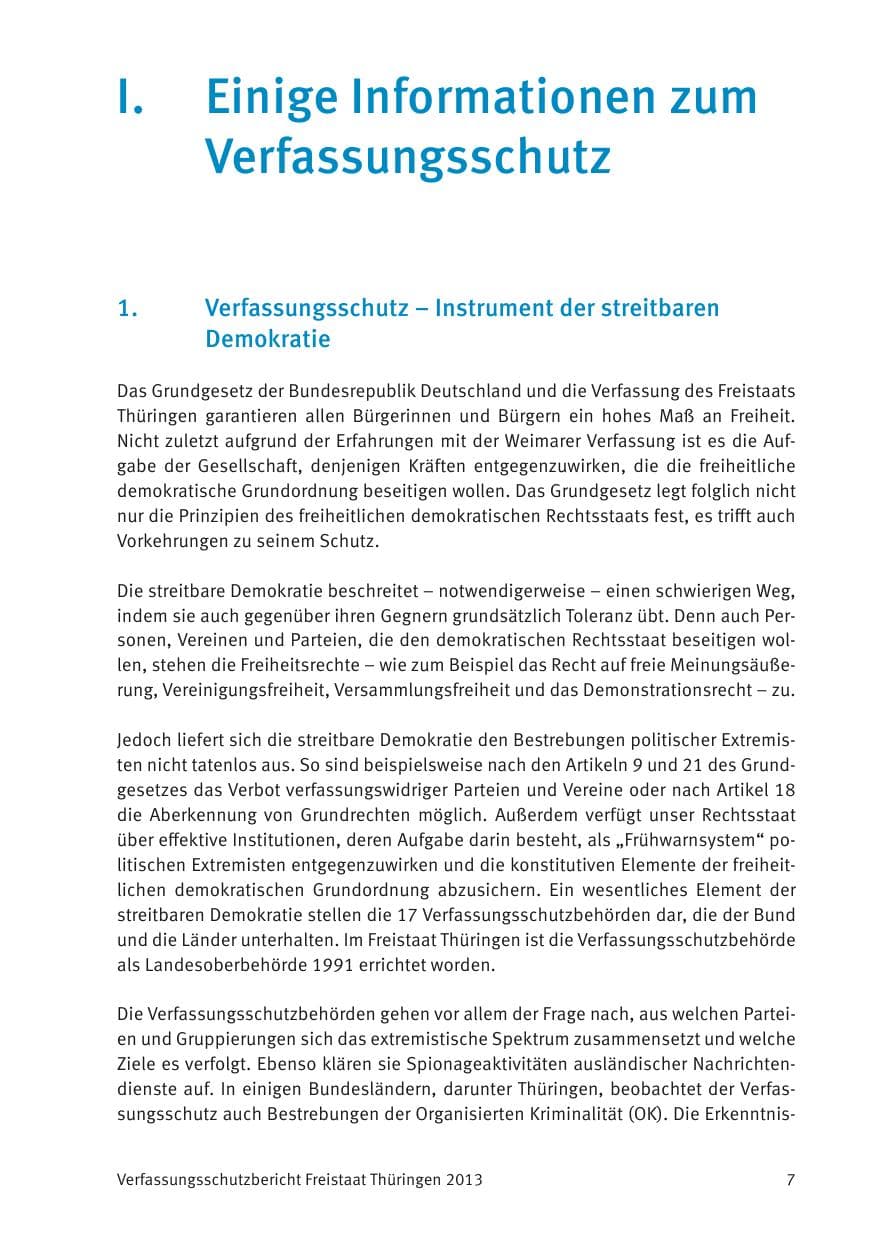 Seite 9 des Verfassungsschutzbericht 2013 Thüringen