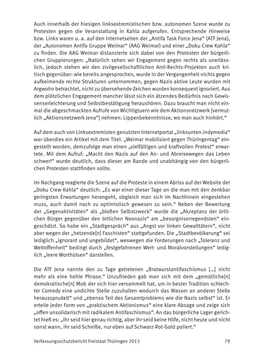 Seite 81 des Verfassungsschutzbericht 2013 Thüringen