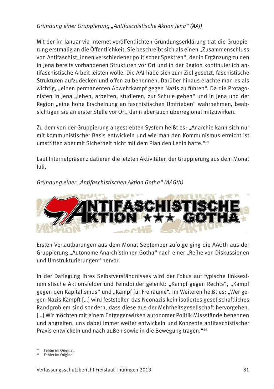 Seite 83 des Verfassungsschutzbericht 2013 Thüringen