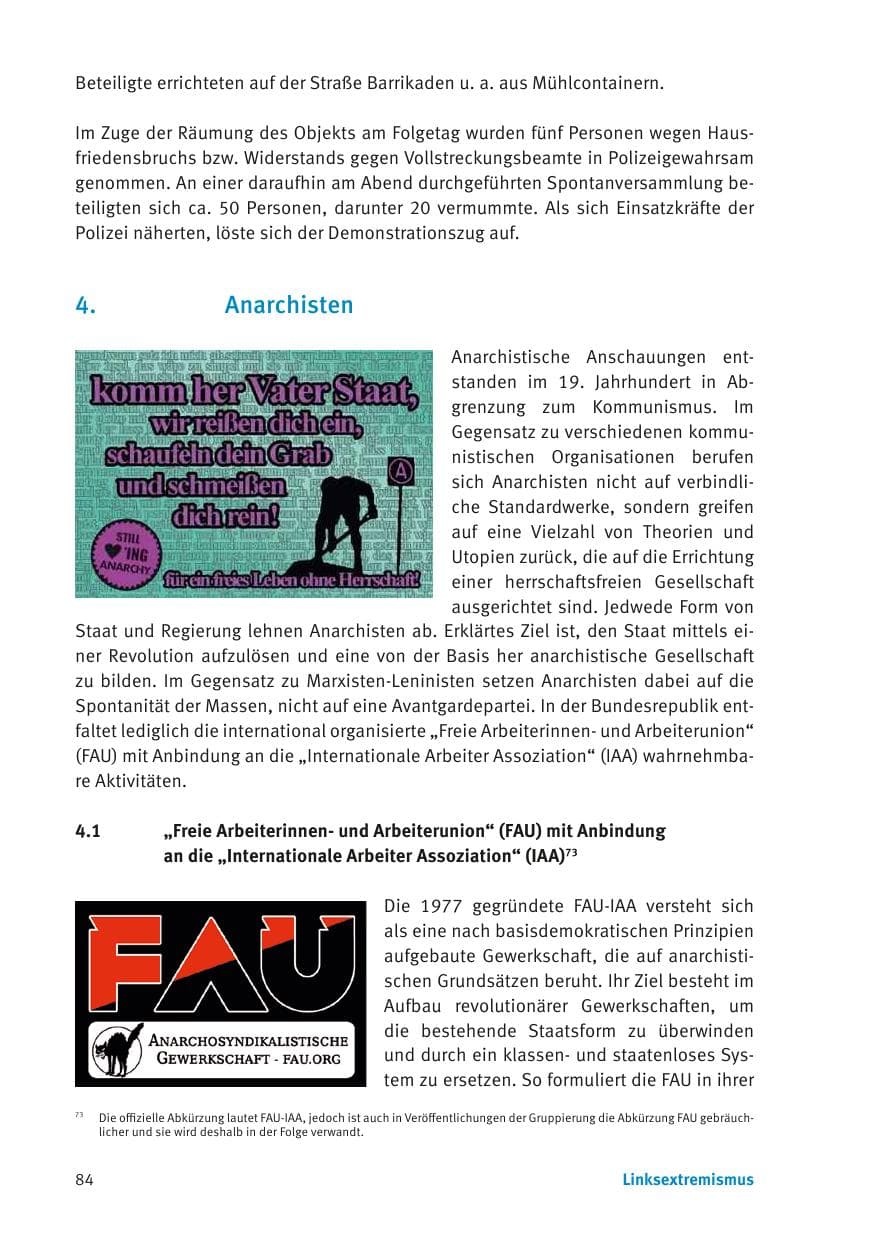 Seite 86 des Verfassungsschutzbericht 2013 Thüringen