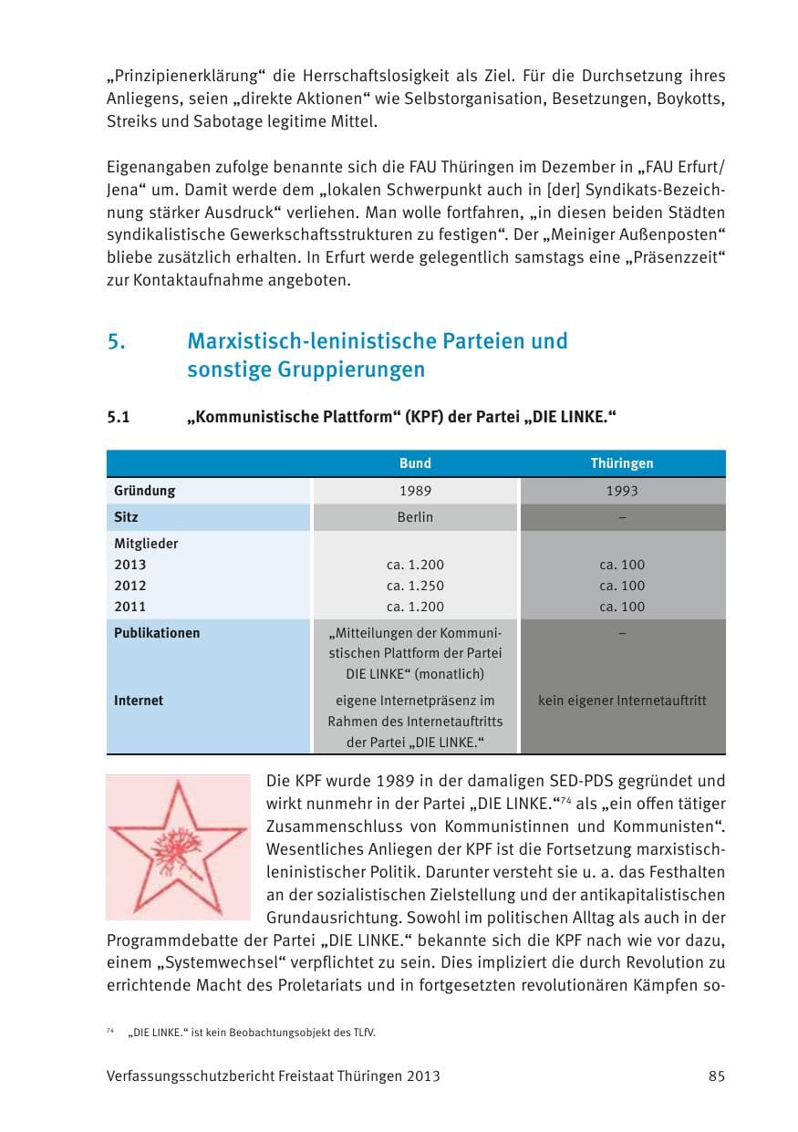 Seite 87 des Verfassungsschutzbericht 2013 Thüringen
