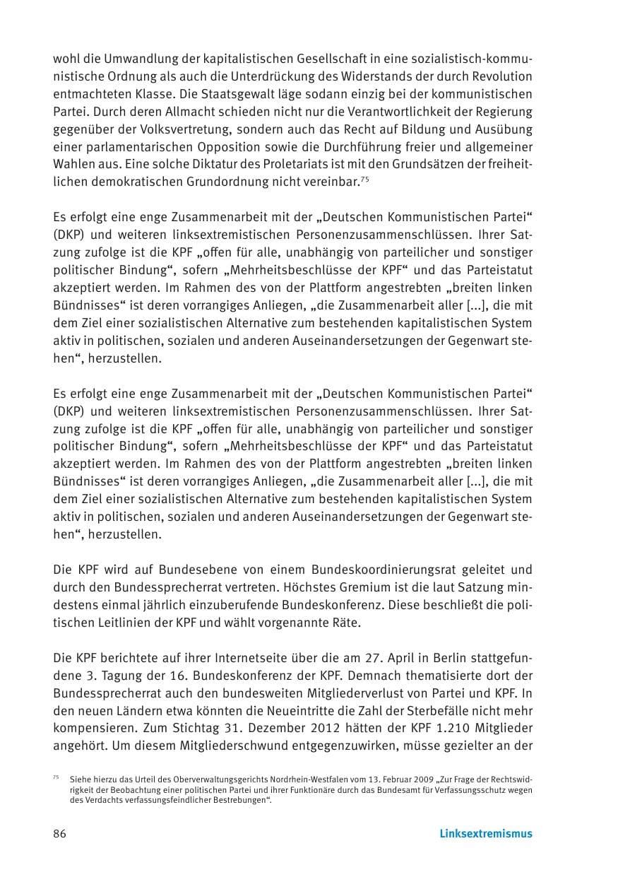 Seite 88 des Verfassungsschutzbericht 2013 Thüringen