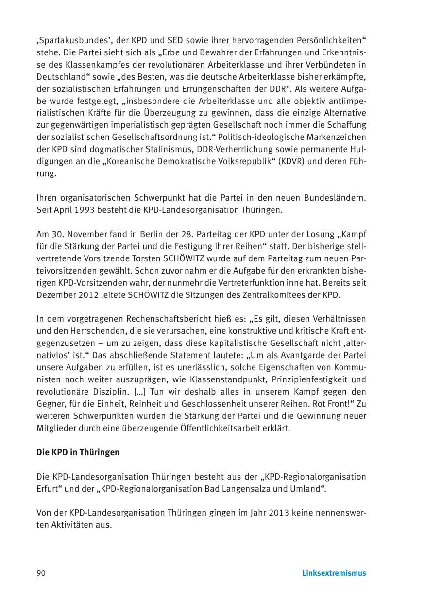 Seite 92 des Verfassungsschutzbericht 2013 Thüringen